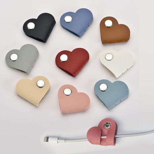 8 - Pack Heart - Shaped Cord Organizer: Portable Wrap for Charging Cables & Earphones, for Girls
