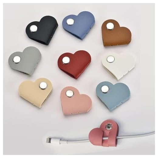 8 - Pack Heart - Shaped Cord Organizer: Portable Wrap for Charging Cables & Earphones, for Girls