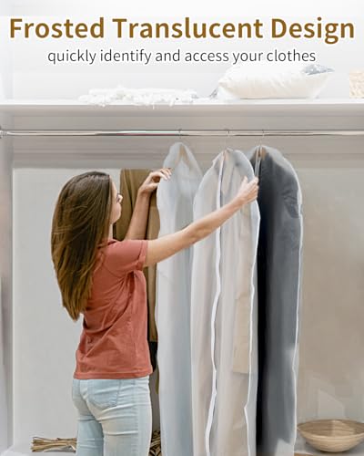 OTraki Kleidersack Lang 3 Stück, 60x180cm Kleidersäcke mit Reißverschluss, Kleidersack Anzug Schutzhülle PEVA Transparent Wasserdichter für Männer Frauen Kleiderhülle für Kleider Mäntel Abendkleider