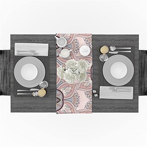 Chemin de table de salon infroissable qui ne glisse pas décoration florale rose 33x178cm
