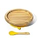 Avanchy Baby Toddler Feeding Suction Plate + Soft Tip Spoon Babies Set | Classic Bamboo Stay Put Weaning Plates | BPA Free | Baby Shower Gift | Fits Most Eating Highchairs | 7.75 × 7.5 2.25" Yellow