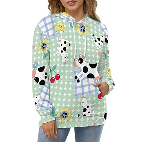 Sweatshirt vache mignonne unisexe à capuche imprimé 3D - 5