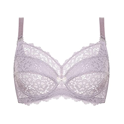 WENJUN Sujetadores push up de cobertura completa para mujer, brasier reductor con aros, brasier push up de encaje de talla grande y sujetadores para uso diario (color: morado, tamaño: 75G)