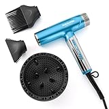 BaBylissPRO Nano Titanium Light Ionic High-Speed Hair Dryer with Diffuser, Portable Travel Blow Dryer, Professional Styling Tool Set, 9 Heat/Speed Settings, Dual Voltage, for All Hair Types
