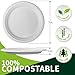 7 Inch Compostable Paper Plates 【White 150 Pack】, 100% Sugarcane Bagasse Small Dessert Plates, Bulk Disposable Plates, Sturdy Heavy Duty, Biodegradable Dinnerware for Party, Picnic, BBQ 2