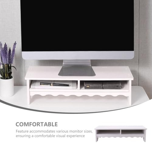 Rehausseur d'écran PC blanc en composite avec double rangement de bureau - 4