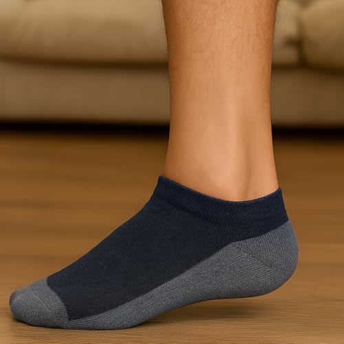 Image of 6 Pairs Cotton Ankle Length Socks for Men & Women | Combed Cotton Stylish Striped Net Designed with Extra Soft Ankle Length | Suitable for all Season | Multicolor | Free Size | Pack of 6 Pairs