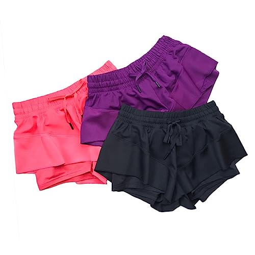 KESYOO 3 Pçs Calças De Yoga Soltas Para Mulheres Calças Curtas De Yoga Calças De Yoga De Secagem Ráp