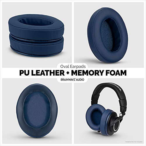 Image of Brainwavz Replacement Earpads for ATH M50X, M50BT, Steelseries Arctis, Pro Wireless & Stealth 600, HyperX Cloud, AKG, SHURE, Philips & Many More Headphones, Memory Foam Ear Pad Cushions, Dark Blue Oval