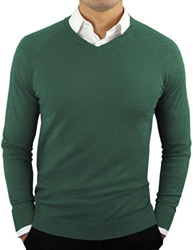 CC Perfect Slim Fit V Neck Sweaters for Men | Lightweight Breathable Mens Sweater | Soft Fitted V-Neck Pullover for Men