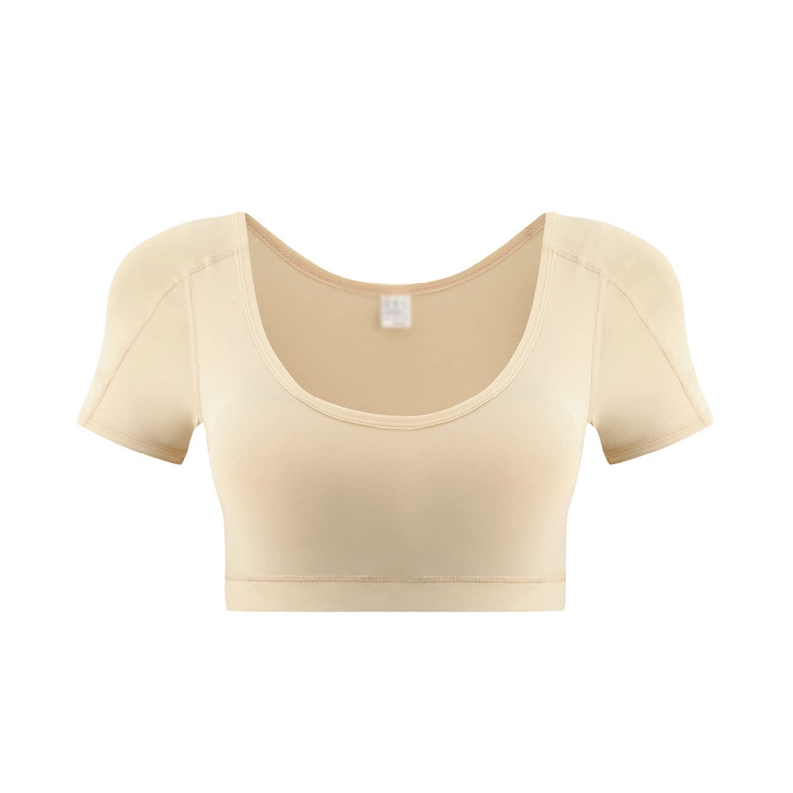 SNPP Camiseta Moldeadora de Cuerpo de Manga Corta con Hombrera Integrada 2 en 1 para Mujer, Camiseta Interior, Chaleco de Hombro Falso,Beige-M