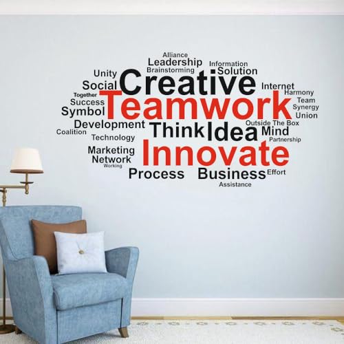Image of Creative Teamwork Think Idea Innovate Office - Inspirational - Motivational - Quotes - Wall Sticker for Kids Room, Living Room, School, Library (Size - 60CM X 120CM)