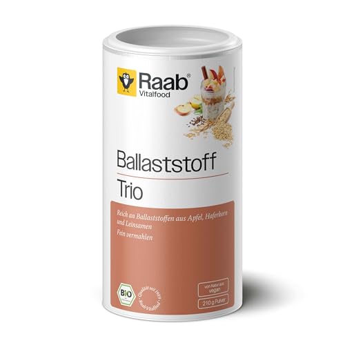 Raab Vitalfood Bio Ballaststoff Trio (210 g) I mit Apfelfaser, Haferkorn und Leinsamen aus Bio-Anbau I hoher Ballaststoffgehalt I fein vermahlen I Ideal für Porridge und Müsli
