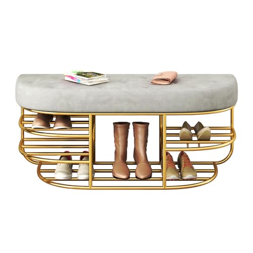 Banc de rangement pour chaussures rembourré en velours