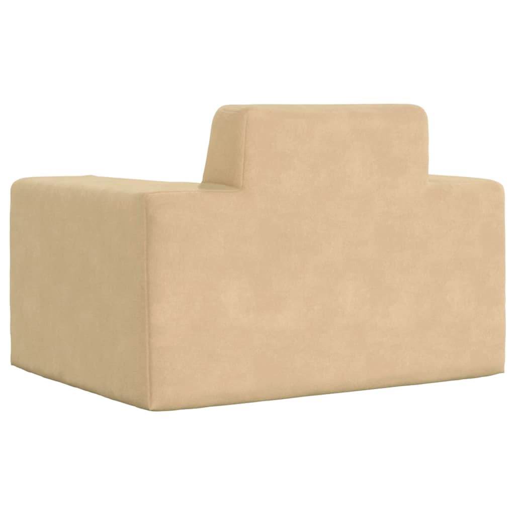 Sofa dziecięca kremowa, miękka pluszowa 52 x 38 x 34 cm ze zdejmowaną poszewką, wypełnienie piankowe, meble dziecięce do pokoju dziecięcego, nie zajmuje dużo miejsca, wygodna, trwała, łatwa do