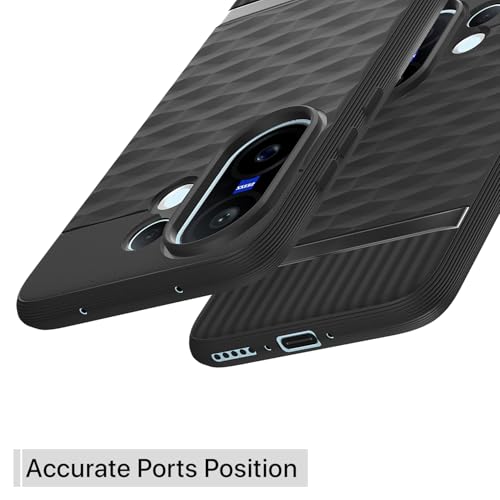 Image of Pikkme Back Cover for Vivo X200 Fe 5G Soft Grip 3D Hexa Cube Texture Silicone Bumper Case (Black)