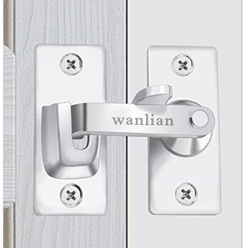 Door Lock Buckle Security Door Lock Bolt,Stainless Steel Gate Latch for Wooden Fences or Metal Gates Safety Sliding Door Latch Hardware Catch (Silver)