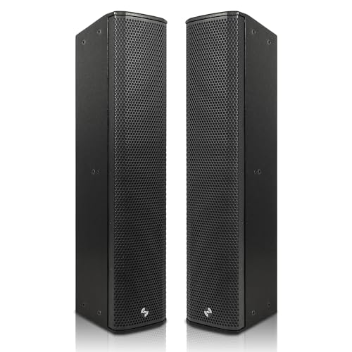 Sound Town Eight-Column Array Speaker System, 8-Channel Amplifier, for Meetings & Events, Commercial Installation, Black