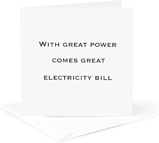3dRose Greeting Card - With great power comes great electricity bill, Funny Quotes