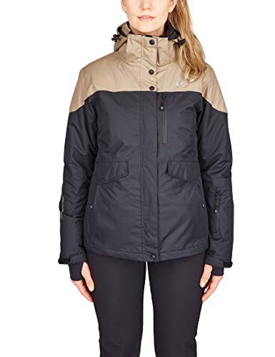 Ultrasport Advanced Chaqueta 3 en 1, Todo Tipo de Clima All Season para Actividades al Aire Libre, esquí/Snowboard, Ocio, Impermeable al Agua y al Viento, Transpirable, Mujer, Negro/Gris Pardo, L