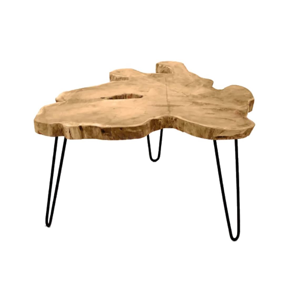 Side Table, Wood Freeform Small End Table with Waterproof, Rustic Accent Table Unique for Living Room, Bedroom, Home, Wood Stump Side Table, Live Edge Wood Table top.