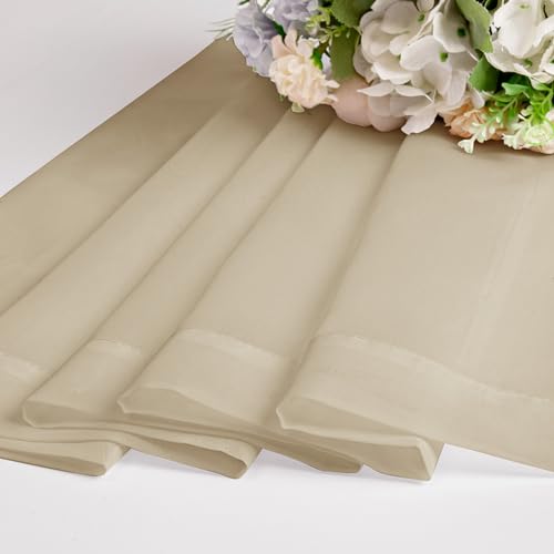Image of OWENIE Taupe Sheer Curtains 84 inches Long for Bedroom Living Room 2 Panels Set, Rod Pocket Solid Taupe Curtain, Soft Touch Elegant Voile Curtains & Drapes for Nursery, 42 inchx84 inch, 2 Pcs