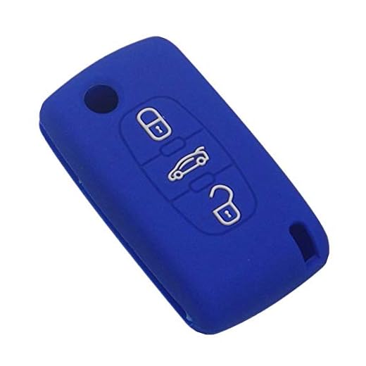 Happyit Couverture de Cas de Clé de Voiture en Silicone pour Peugeot 107 207 307 407 308 607 Citroen C1 C2 C3 C4 C5 C6 C8 3 Boutons (Bleu)
