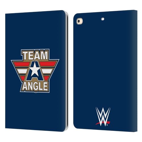 Head Case Designs Officially Licensed WWE Logotype Kurt Angle Leather Wallet Case Compatible with Apple iPad 9.7 2017 / iPad 9.7 2018