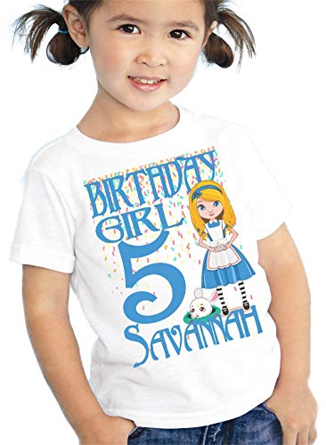 Birthday Shirt Custom Name and Age Alice Adventures in Wonderland...