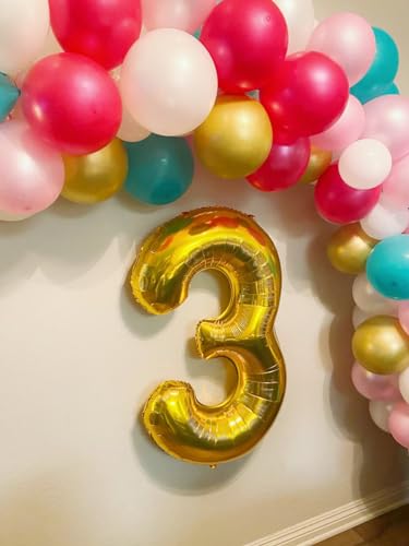 Image of 5 Balloon Numbers Birthday Decorations, 40In Gold Balloons for Men Women | Eye-catching Appearance, Perfect Decorative Centerpieces, Convenient Self-sealing Structure, Widely for Various Occasions