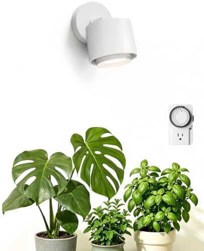 Barrina TR40a Track LED Grow Lights for Indoor Plants 15-60 Adjustable Beam Angle 40W 4000K Wall Mounted Plant Light Full Spectrum Ceiling LED Growing Lamps with Timer White Cover 1-Pack