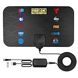 LUPATDY TV Antenna-2024 Indoor HD Digital TV Antenna for Smart TV Up to 650+Miles Support 4K 1080p and All Older TV's-Ultra Thin Smart Switch Amplifier Signal Booster-HDTV Cable/AC Adapter