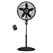 Lasko 1843 18″ Remote Control Cyclone Pedestal Fan with Built-in Timer, Black Features Oscillating Movement and Adjustable Height