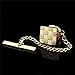 HAWSON Mens Square Tie Tacks Pins with Chains Check Tie Clips (Gold)
