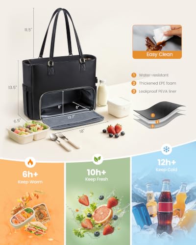 Image of LOVEVOOK Work Bag with Lunch Compartment, 17.3-Inch Teacher Tote for Women