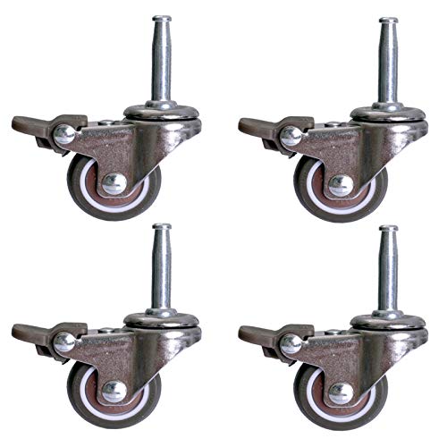 Roulettes à tige pivotantes pour tube de 15 mm avec frein