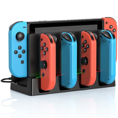 Image of Charger Dock Compatible with Nintendo Switch & OLED Models, Charging Dock for JoyCon up to 4 Controllers, Switch Controller Charger Station with Charging Cable