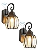 Dusk to Dawn Sensor Outdoor Wall Lantern 2 Pack Exterior Wall Mount Light Fixture with Photocell Outdoor Wall Lamp Waterproof Aluminum Porch Light for House, Patio, Garage, Black, UL Listed