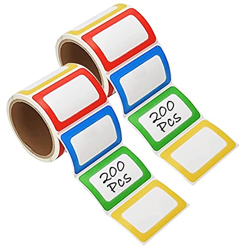 200-Pack Colorful Plain Name Tag Stickers by PAPRMA