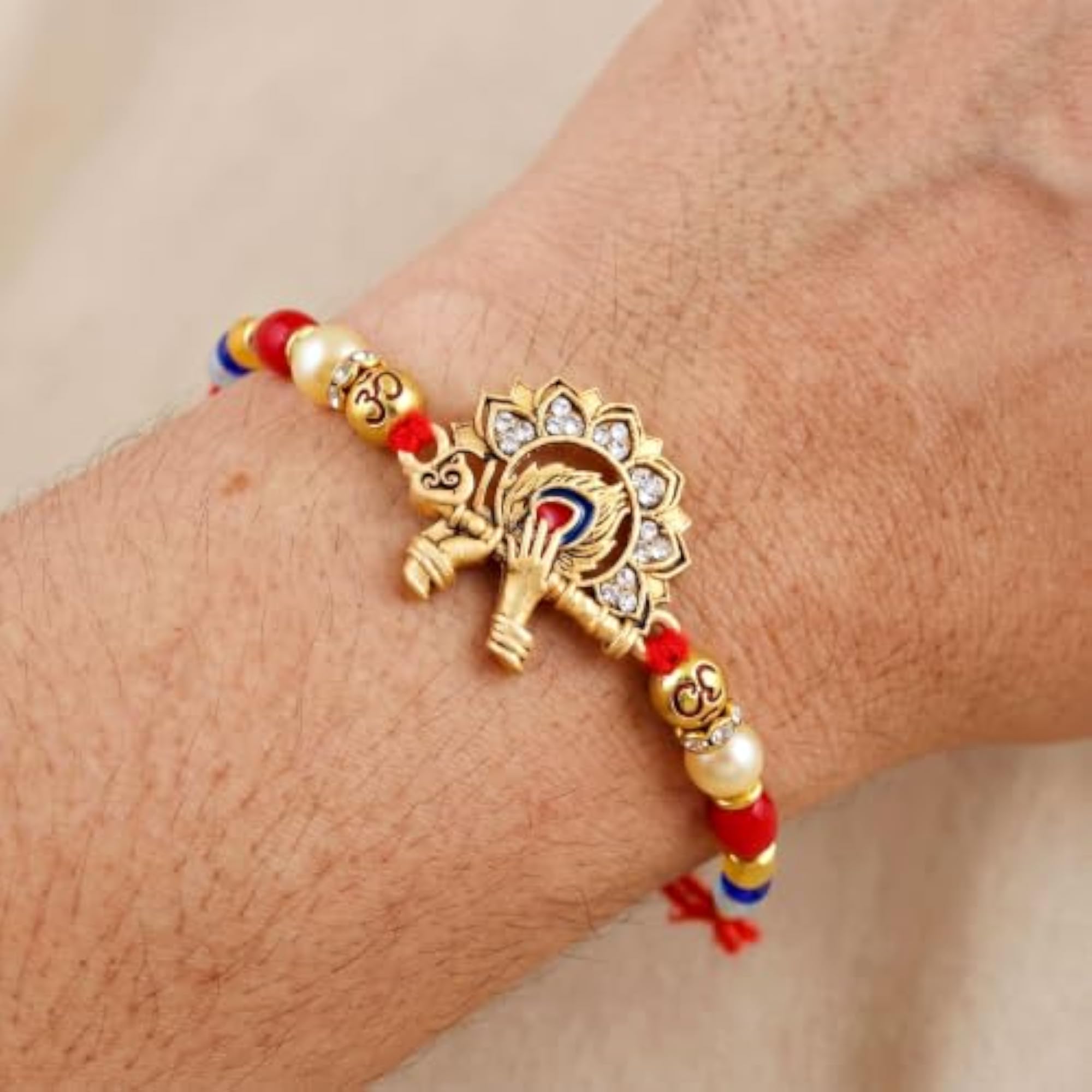 Krishna Flute & Peacock Rakhi Set for Brother, Festive Gift