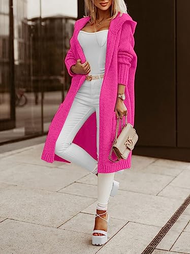 Image of Aoysky Womens Long Cardigans Cable Knitted Open Front Oversized Hooded Outerwear Sweater Coat