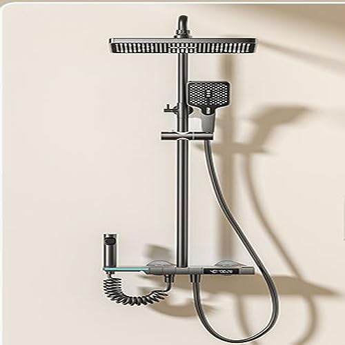 Ensemble douche cuivre blanc hauteur réglable jet 4 modes salle de bain