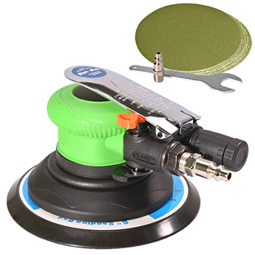 Dynastus 6-Inch Random Orbit Air Palm Sander, Dual Action Pneumatic Polisher With Vinyl Psa Backing Pad And 10Pcs Sanding Discs #TOP5