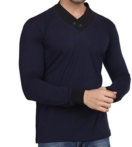 Image of EYEBOGLER Solid Men's Shawl Collar Regular Fit T-Shirt