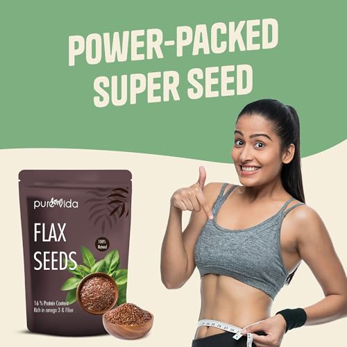 Image of Purevida Flax Seeds 200gm | Raw Alsi Seeds for Hair Growth, Smoothies, Baking | Rich in Omega-3, Fiber, Protein & Essential Nutrients | 100% Natural, Gluten-Free | Superfood for Optimal Health