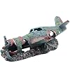 Fish Tank Decoration Fighter Vintage Airplane Ruins Submarine Landscape Fish Shrimp Shelter Cave Hideout Resin Aquarium Decor Turtle Tank Decoration