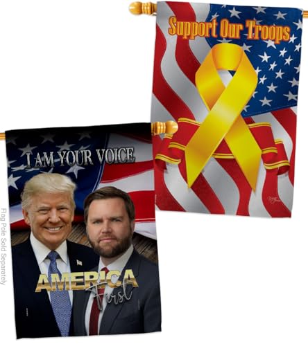 Trump Flag Trump Vance Flag MAGA 2024 Support Our Troop Wall Hanging Home Voice America First Poster Lawn Garden Outdoor Patriotic Patio Decoration, Republican Gifts Made in USA