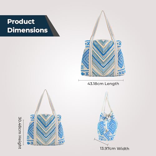 Image of Boho Girl Spacious and Stylish Handbag with Button Closure | Made of Cotton Material | For Daily and Office Use | Ladies Handbag Purse For Daily & Office Use | Double Shoulder Straps