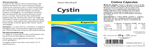 Cistina Cápsulas para fortalece tus uñas, piel y cabello - 120 Cápsulas 400mg L-cistina L-arginina, Zinc, Vitamina B6