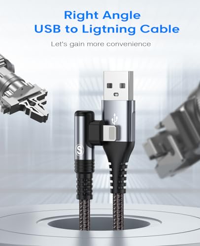 Cable iPhone 10 pies ángulo recto nailon para jugar en el sofá 2